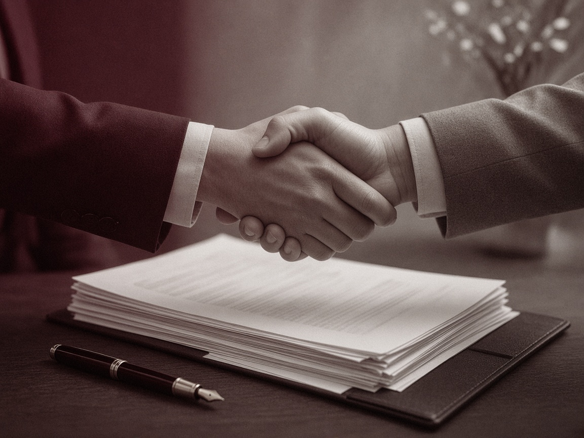 Handshake over transaction papers